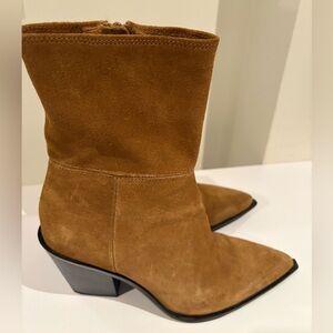 Zara Brown Suede Heeled Boots